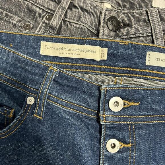 Anthropologie Pilcro Highrise Relaxed Straight Ankle Red Stripe Jean Women's 28 - Picture 5 of 11